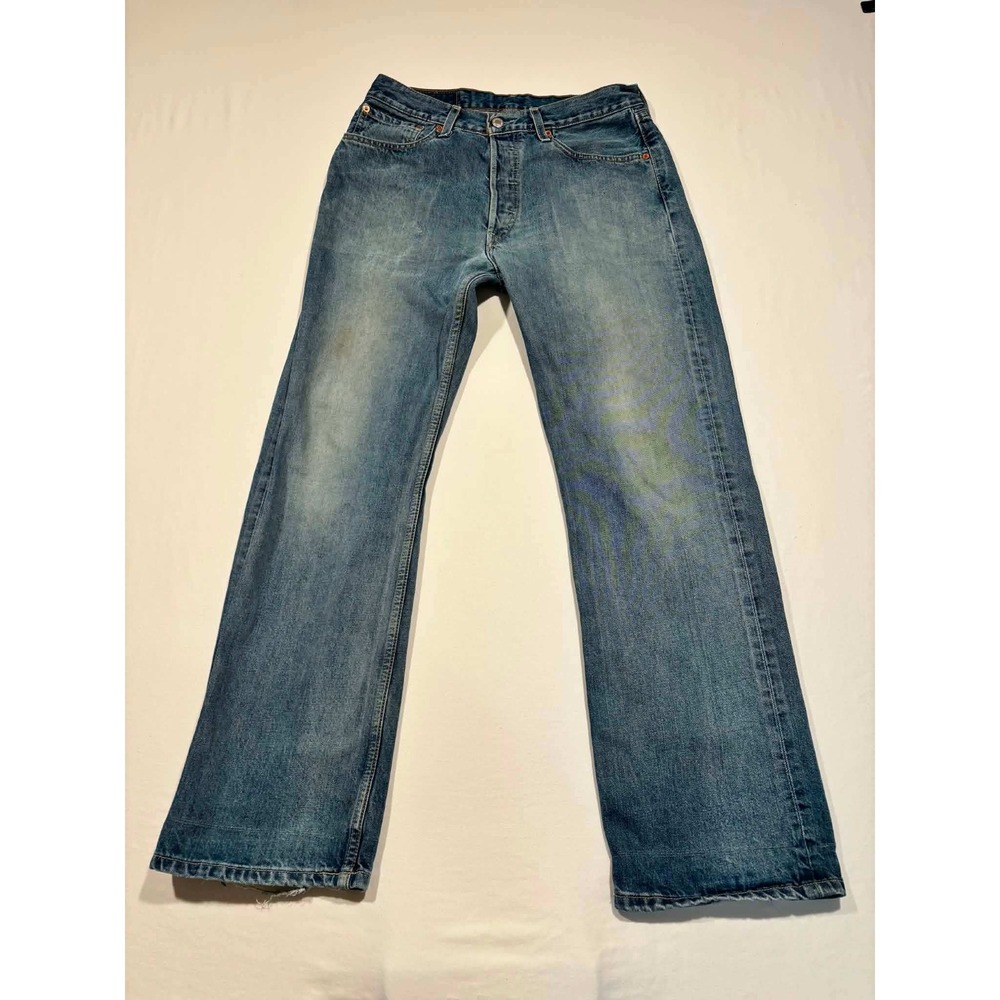 Levis‎ 508 Regular Taper Jeans Mens 32x32 Medium Wash Distressed Blue Denim